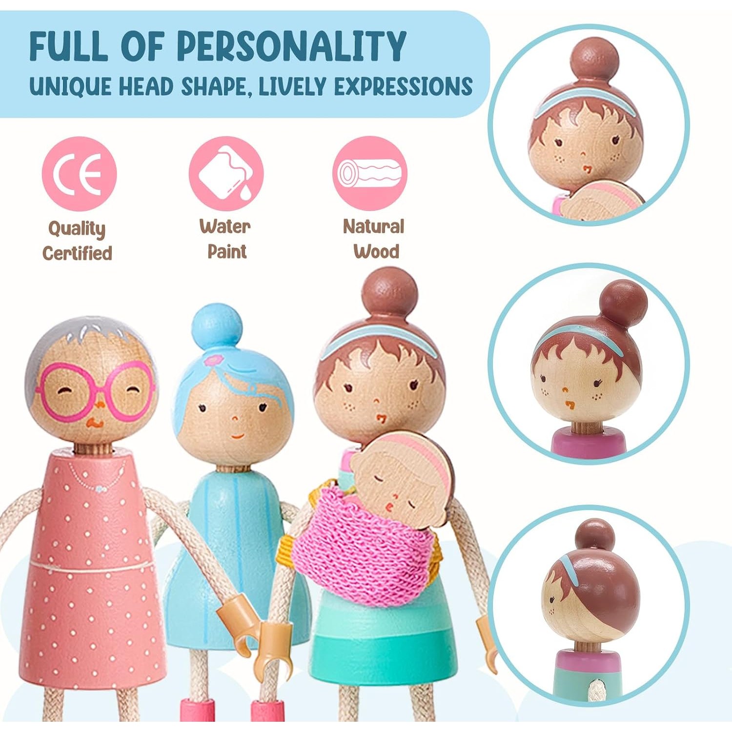 Wooden Doll Family Set