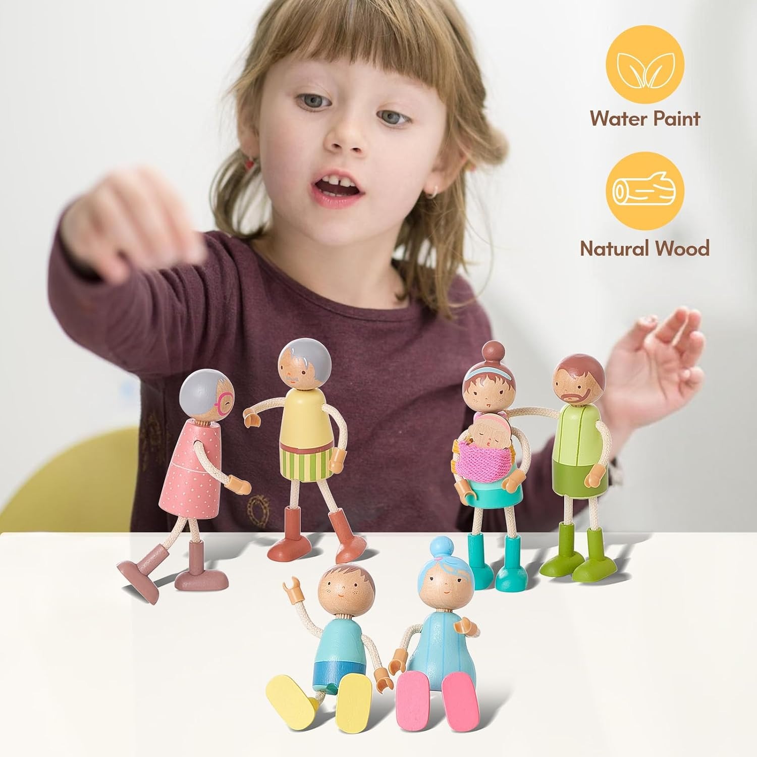 Wooden Doll Family Set