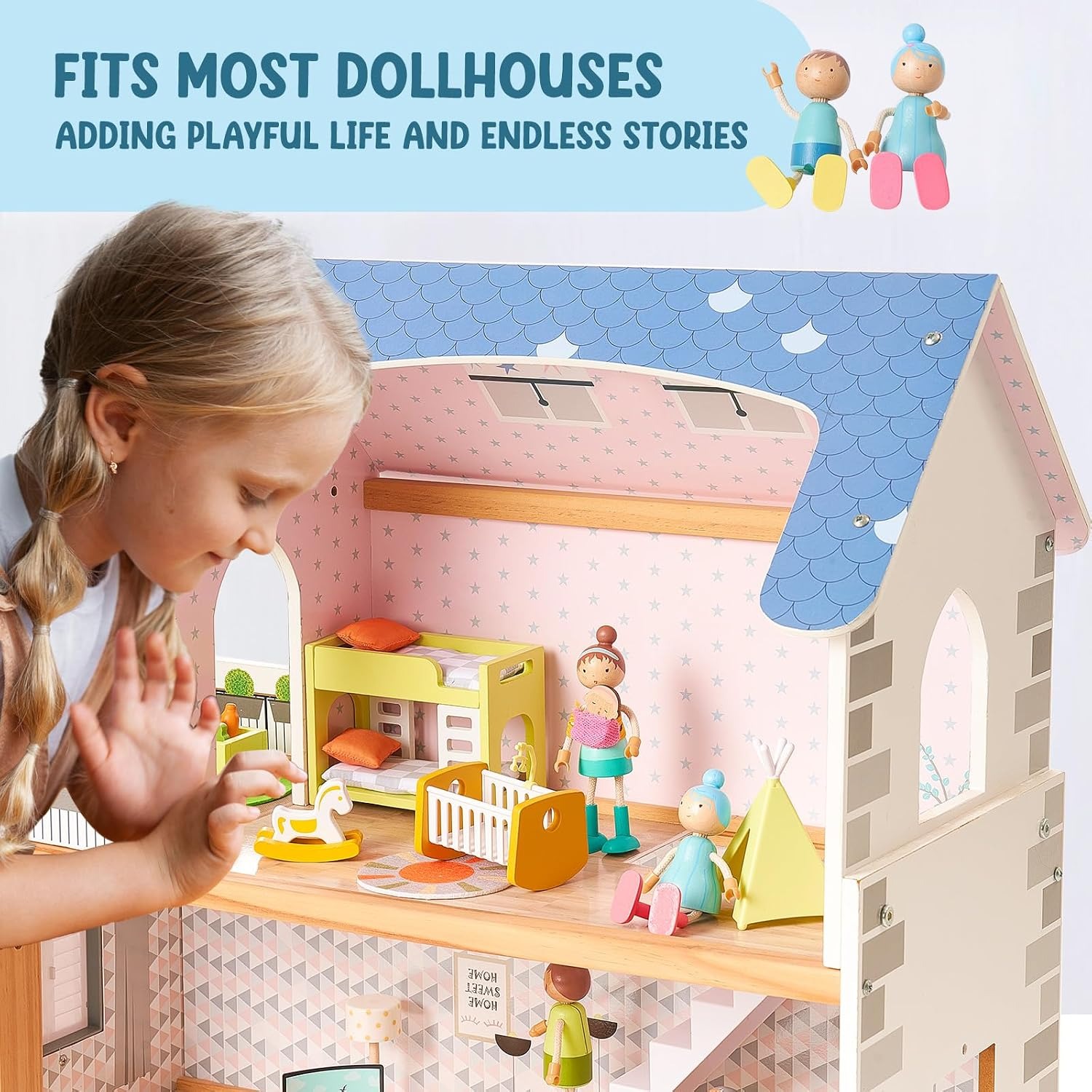 Wooden Doll Family Set