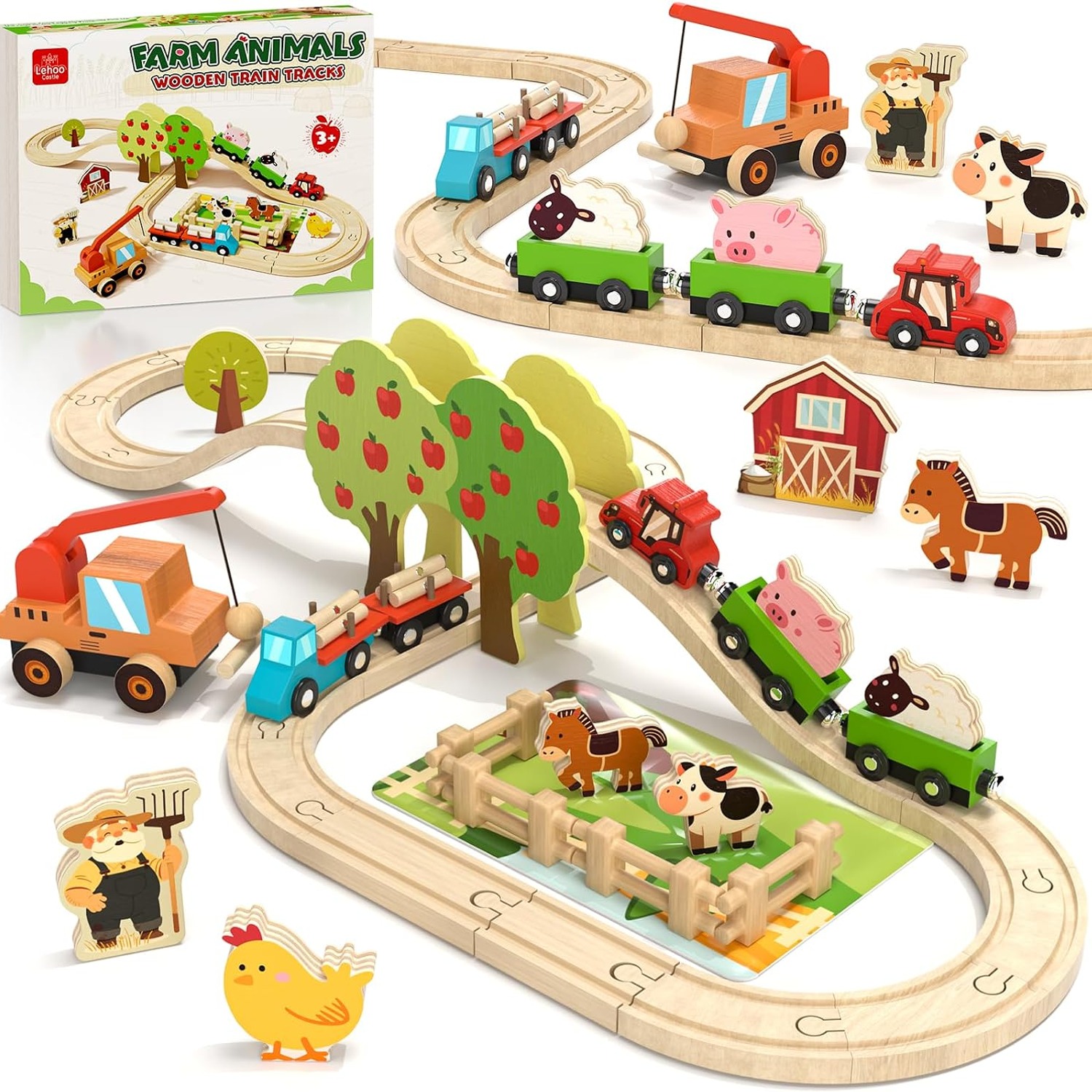Wooden Farm Train Set (47 Pieces): image 1