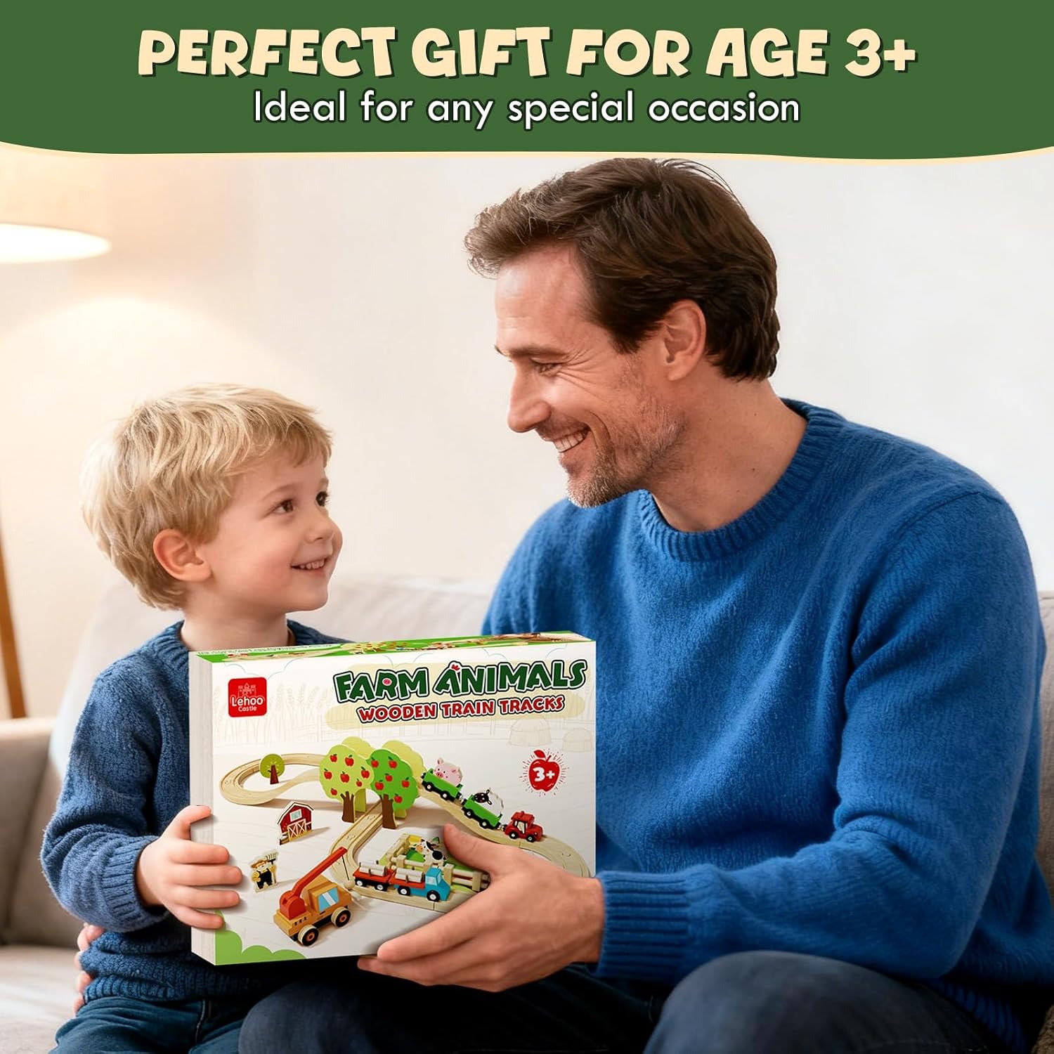 Wooden Farm Train Set (47 Pieces)